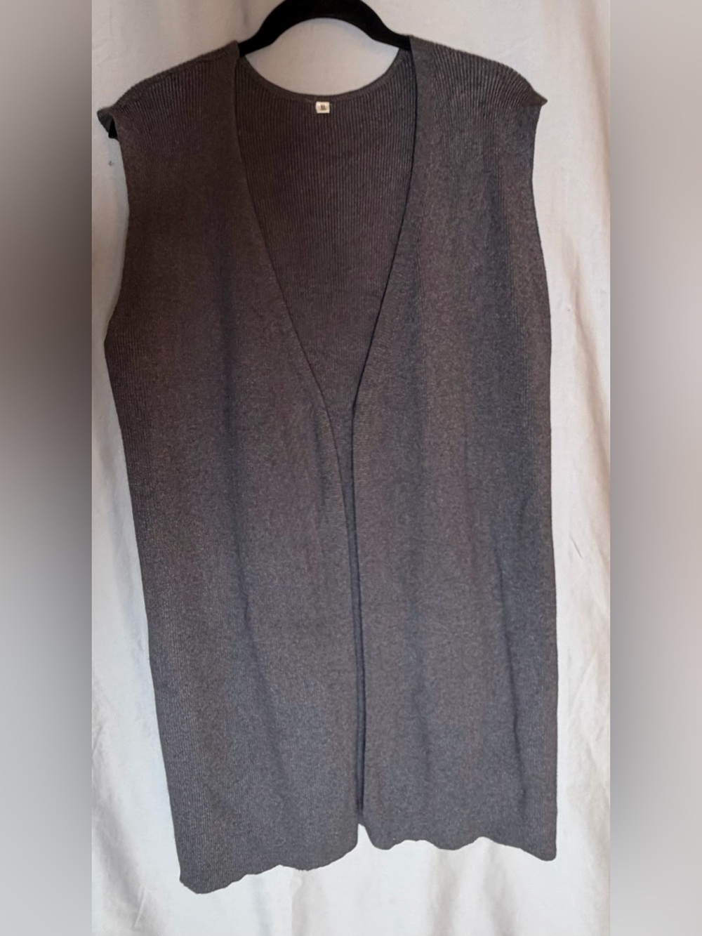 Women’s Sleeveless Knit Cardigan Vest - Long, Gray